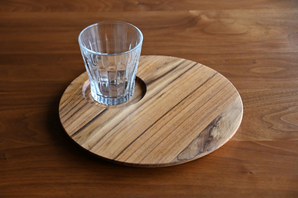 【ディッシュトレイ】 teak wood round dish tray large・small (2)